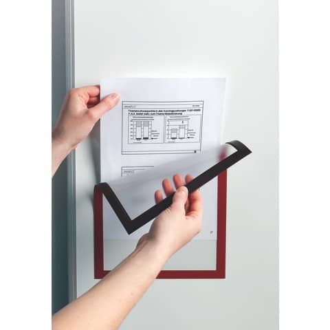 Cornici con pannello magnetico DURABLE DURAFRAME® MAGNETIC A4 PPL rigido rosso 236x323 mm  conf. 5 - 486903